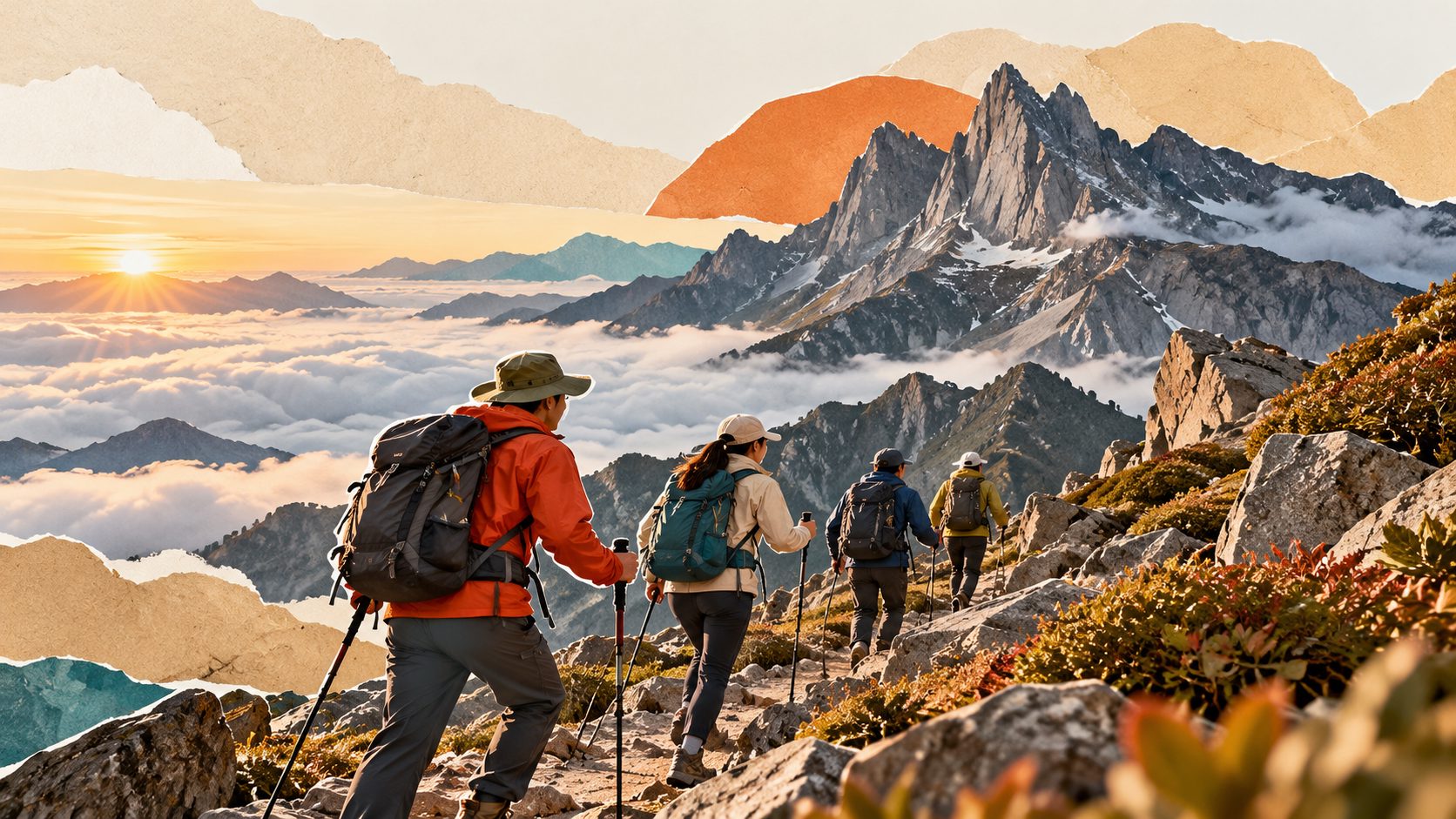 神山2天1晚徒步向导带队登山场景